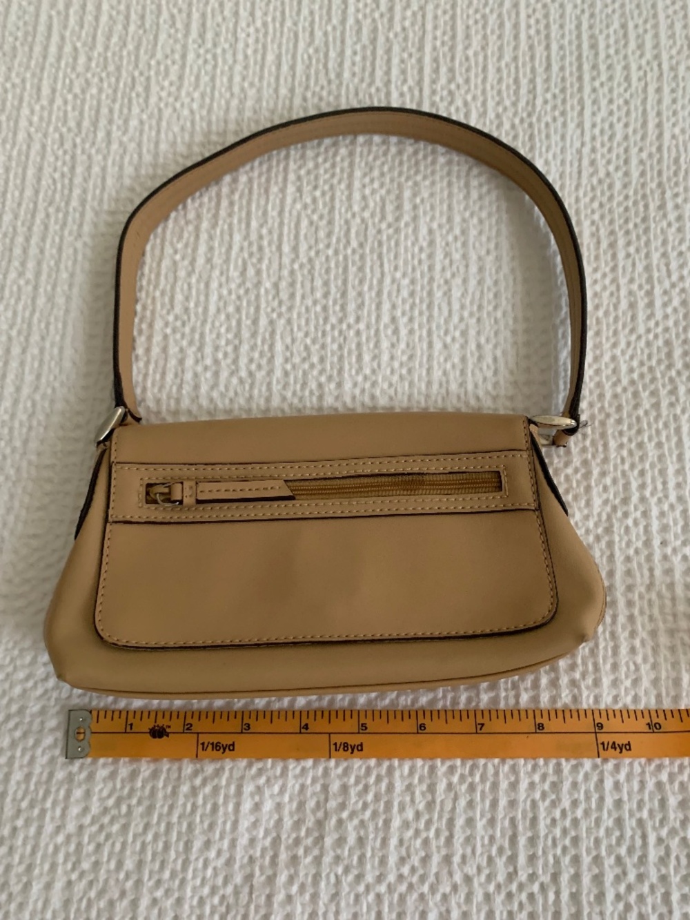 Nine West Tan Leather Mini Shoulder Bag — Y2K Baguette Purse